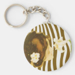 Vintage Girl with Sun and Flower Key Chain