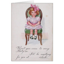 Vintage Girl's Party Invitation Cards