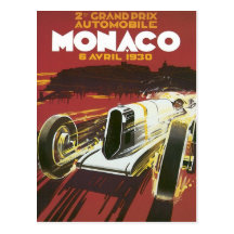 Vintage Grand Prix Monaco Postcard