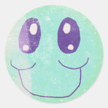 Vintage Green and Blue  Smiley Face Sticker