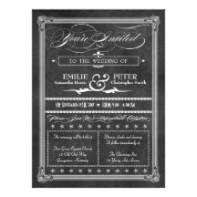 Vintage Grey Damask Poster Style Wedding Invite
