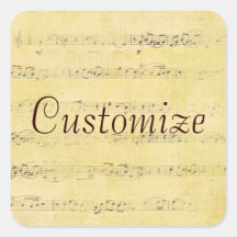 Vintage Grunge Antique Musical Notes Square Stickers