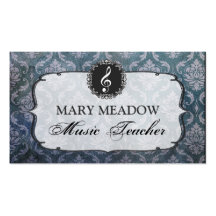 Vintage Grunge Damask Music Piano Singing Teacher Business Cards