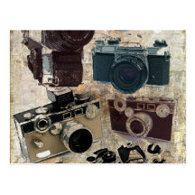 Vintage Grunge Retro Cameras Fashion Post Cards