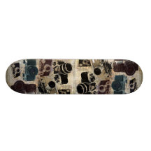 Vintage Grunge Retro Cameras Pattern Skateboards