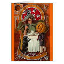 Vintage Halloween Art Greeting Card