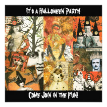 Vintage Halloween Collage Announcement