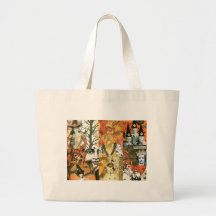 Vintage Halloween Collage Canvas Bag