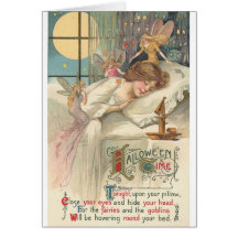 Vintage Halloween Fairies Greeting Card