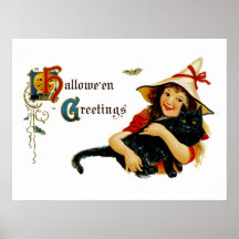 Vintage Halloween Greetings Poster