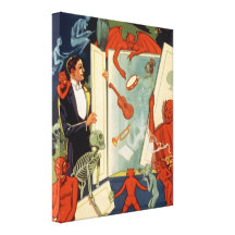 Vintage Halloween Magician and Spooky Magic Act Canvas Print