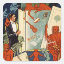 Vintage Halloween Magician and Spooky Magic Act Sticker