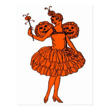 Vintage Halloween Pumpkin Fairy Post Cards