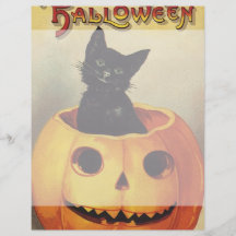 Vintage Halloween Smiling Cute Black Cat Pumpkin Flyers