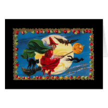 Vintage Halloween Spirit Witch Card