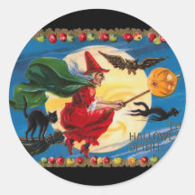 Vintage Halloween Spirit Witch Sticker