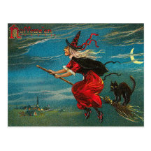 Vintage Halloween Witch Postcard