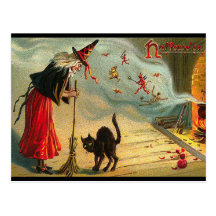Vintage Halloween Witch Postcard