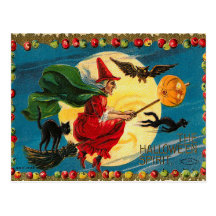 Vintage Halloween Witch Postcard