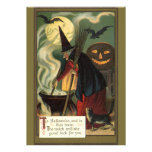 Vintage Halloween Witch Stirring Magic Cauldron Personalised Invitations