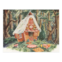 Vintage Hansel and Gretel; Witch's House of Candy Postcards