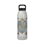 Vintage Heart Shaped Antique World Map Peter Apian Reusable Water Bottle