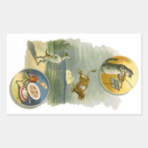 Vintage Hey Diddle Diddle Cat, Fiddle, Cow, Moon Rectangular Sticker