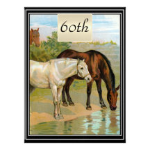 Vintage Horses 60th  Birthday Party Custom Announcements