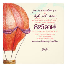 Vintage Hot Air Balloon Wedding Invitation