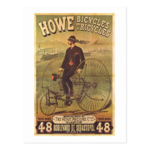 Vintage Howe Bicycles and Tricycles Ad Postcards