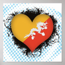 Vintage I Love Bhutan Posters