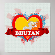 Vintage I Love Bhutan Posters