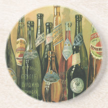 Vintage Imported Beer Bottles, Alcohol, Beverages Beverage Coaster