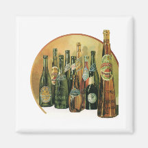 Vintage Imported Beer Bottles, Alcohol, Beverages Magnet