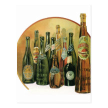 Vintage Imported Beer Bottles, Alcohol, Beverages Postcards