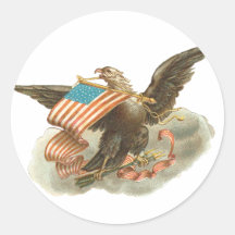 Vintage Independence Day Eagle Design Round Sticker