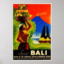 Vintage Indonesia Bali Travel Poster