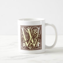 Vintage Initial  W Mug