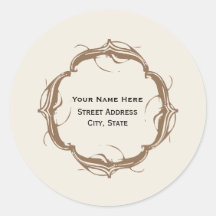 Vintage Inspired Address Sticker - Brown