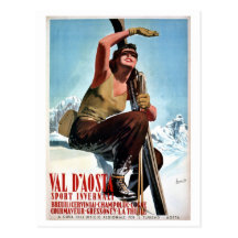 Vintage Italian winter sports ski travel ad Post Card
