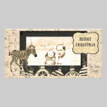 Vintage Ivory & Black  Zebra  Christmas Photo Card photo cards