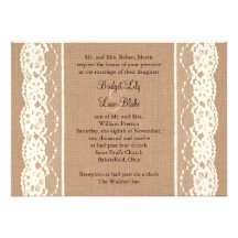 Vintage Ivory Lace and Medium Burlap Invitation