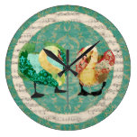 Vintage Jade & Gold Swans Clock