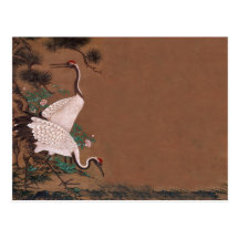 Vintage Japanese Cranes Wedding Invitations Postcard