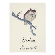 Vintage Japanese Sleeping Owl Invitation