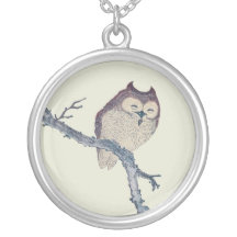 Vintage Japanese Sleeping Owl Personalized Necklace