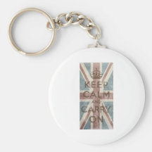 Vintage Keep Calm And Carry On Keychains