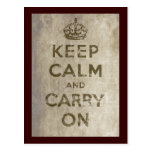Vintage Keep Calm And Carry On Postcards