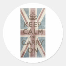 Vintage Keep Calm And Carry On Round Stickers