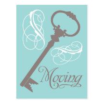 Vintage Key Moving Postcards Teal